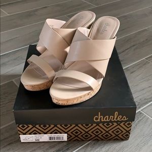 Nude wedge sandals